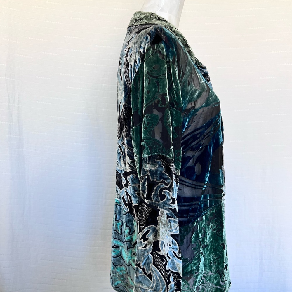 Chico's Velvet Burnout Long-sleeved Shirt Sz XL - Picture 2 of 8